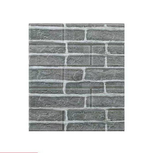 Set 10 Placi Tapet 3D, 35 x 38 cm, Grosime 3 mm, din Polietilena, Model Caramida, Suprafata acoperita 1.33 mp, Gri