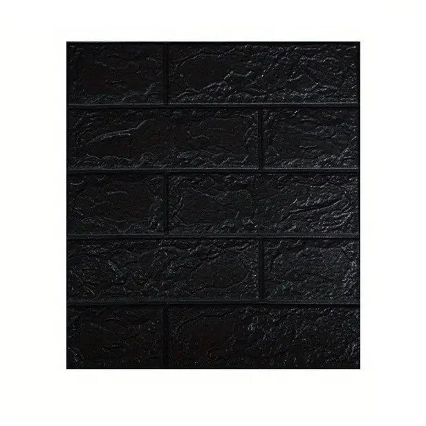 Set 10 Placi Tapet 3D, 35 x 38 cm, Grosime 3 mm, din Polietilena, Model Caramida, Suprafata acoperita 1.33 mp, Negru