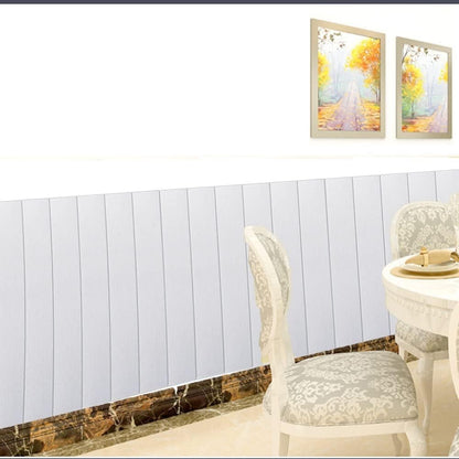 Set 10 Placi Tapet 3D, 70 x 70 cm, Grosime 3 mm, din Rasina, Tip Placi de Lemn, Suprafata Acoperita 4.9 mp, Alb