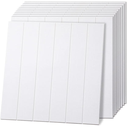 Set 10 Placi Tapet 3D, 70 x 70 cm, Grosime 3 mm, din Rasina, Tip Placi de Lemn, Suprafata Acoperita 4.9 mp, Alb