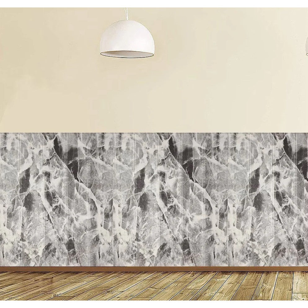 Set 10 Placi Tapet 3D, 70 x 70 cm, Grosime 3 mm, din Rasina, Tip Placi de Lemn, Suprafata Acoperita 4.9 mp, Gri Marmorat