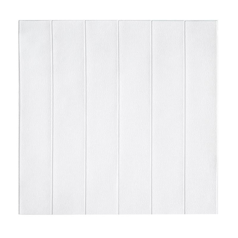 Set 10 Placi Tapet 3D, 70 x 70 cm, Grosime 3 mm, din Rasina, Tip Placi de Lemn, Suprafata Acoperita 4.9 mp, Alb