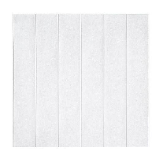 Set 10 Placi Tapet 3D, 70 x 70 cm, Grosime 3 mm, din Rasina, Tip Placi de Lemn, Suprafata Acoperita 4.9 mp, Alb