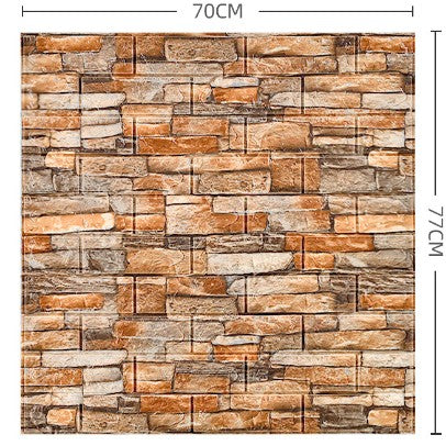 Set 10 Placi Tapet 3D, 70 x 77 cm, Grosime 3 mm, din Polietilena, Model Caramida, Suprafata acoperita 5.3 mp, Piatra Galbena
