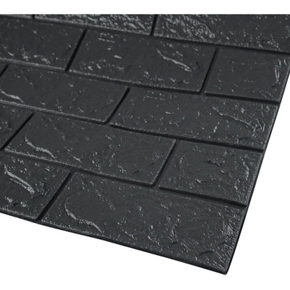 Set 10 Placi Tapet 3D, 70 x 77 cm, Grosime 3 mm, din Polietilena, Model Caramida, Suprafata acoperita 5.3 mp, Negru
