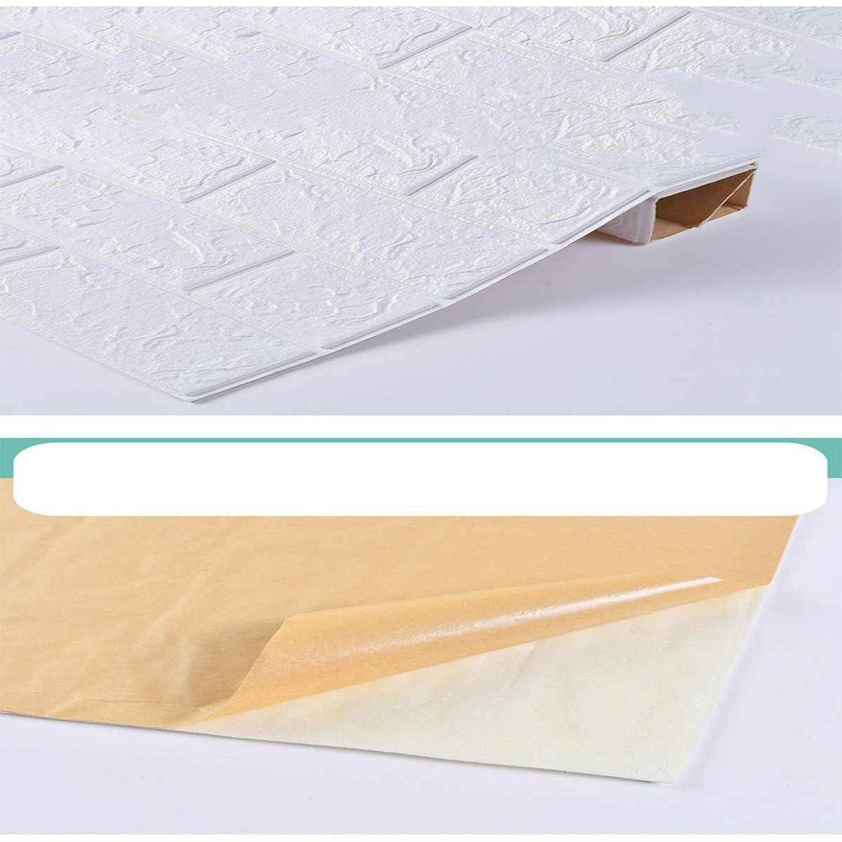 Set 10 Placi Tapet 3D, 70 x 77 cm, Grosime 3 mm, din Polietilena, Model Caramida, Suprafata acoperita 5.3 mp, Alb