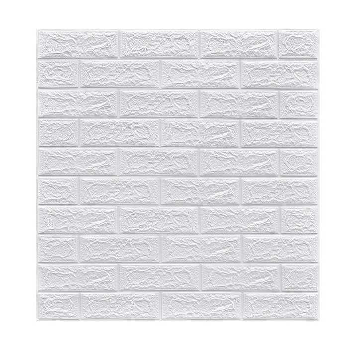 Set 10 Placi Tapet 3D, 70 x 77 cm, Grosime 3 mm, din Polietilena, Model Caramida, Suprafata acoperita 5.3 mp, Alb