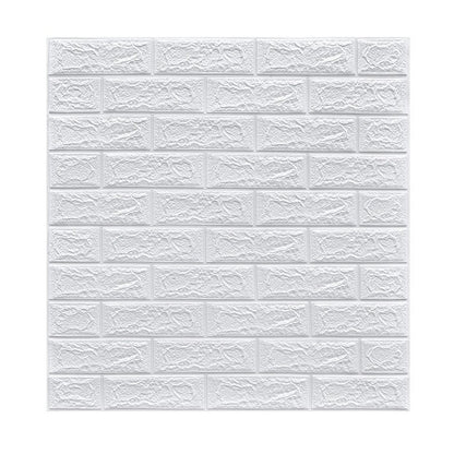 Set 10 Placi Tapet 3D, 70 x 77 cm, Grosime 3 mm, din Polietilena, Model Caramida, Suprafata acoperita 5.3 mp, Alb