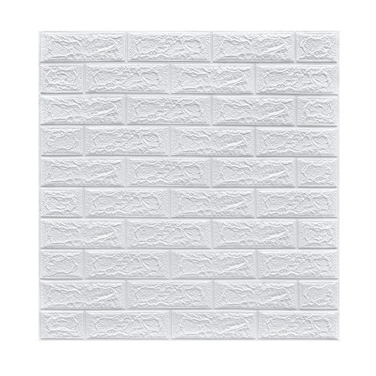 Set 10 Placi Tapet 3D, 70 x 77 cm, Grosime 3 mm, din Polietilena, Model Caramida, Suprafata acoperita 5.3 mp, Alb