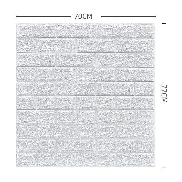 Set 10 Placi Tapet 3D, 70 x 77 cm, Grosime 3 mm, din Polietilena, Model Caramida, Suprafata acoperita 5.3 mp, Alb