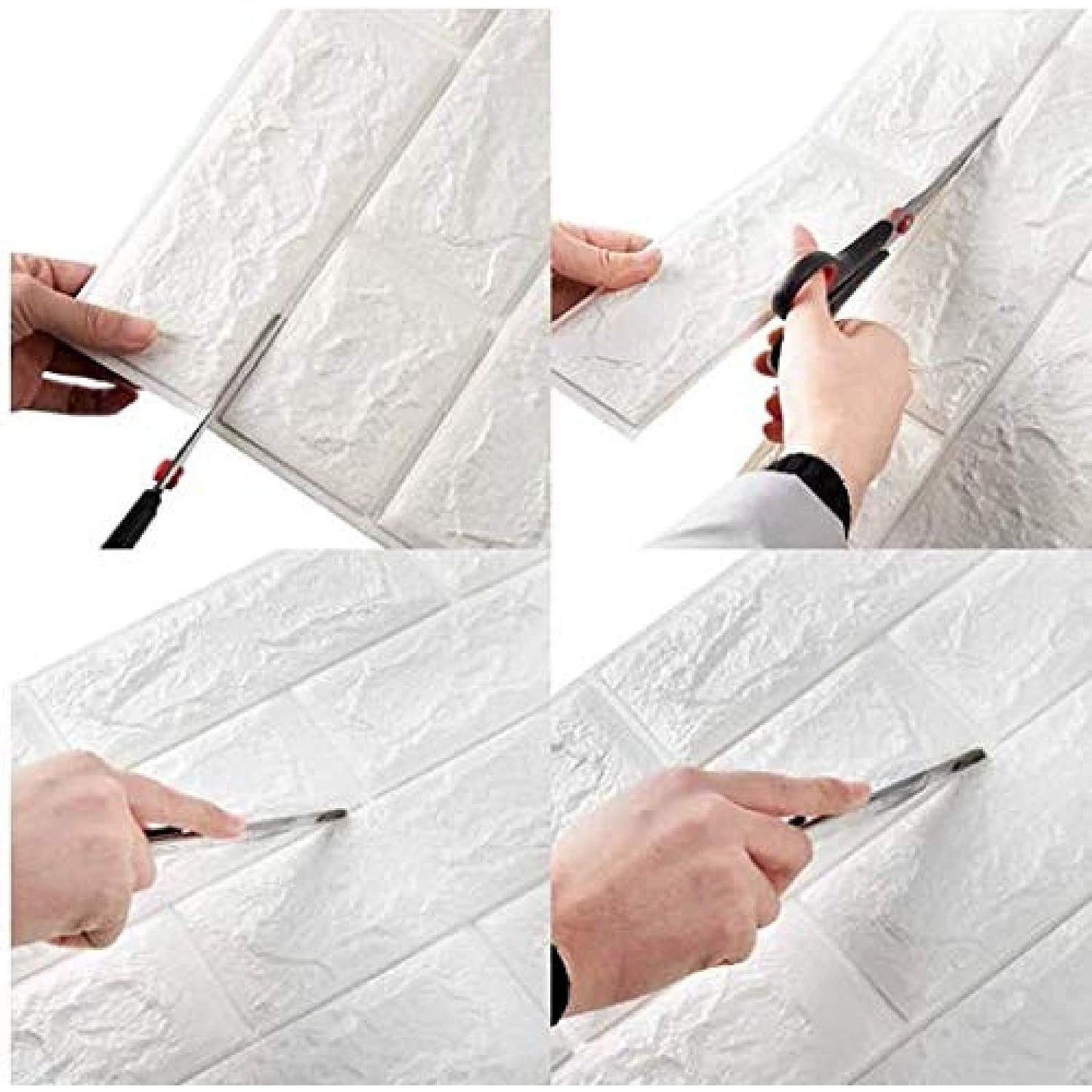 Set 10 Placi Tapet 3D, 70 x 77 cm, Grosime 3 mm, din Polietilena, Model Caramida, Suprafata acoperita 5.3 mp, Alb