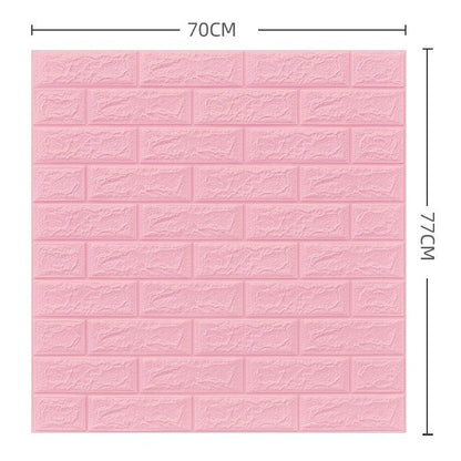 Set 10 Placi Tapet 3D, 70 x 77 cm, Grosime 3 mm, din Polietilena, Model Caramida, Suprafata acoperita 5.3 mp, Roz