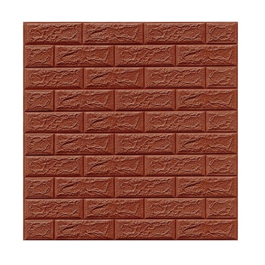 Set 10 Placi Tapet 3D, 70 x 77 cm, Grosime 3 mm, din Polietilena, Model Caramida, Suprafata acoperita 5.3 mp, Maro