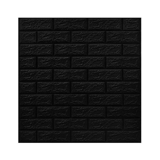 Set 10 Placi Tapet 3D, 70 x 77 cm, Grosime 3 mm, din Polietilena, Model Caramida, Suprafata acoperita 5.3 mp, Negru