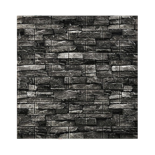 Set 10 Placi Tapet 3D, 70 x 77 cm, Grosime 3 mm, din Polietilena, Model Caramida, Suprafata acoperita 5.3 mp, Gri Inchis