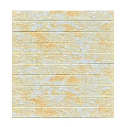 Set 10 Placi Tapet 3D, 70 x 77 cm, Grosime 3 mm, din Polietilena, Model Caramida, Suprafata acoperita 5.3 mp, Marmura Galbena