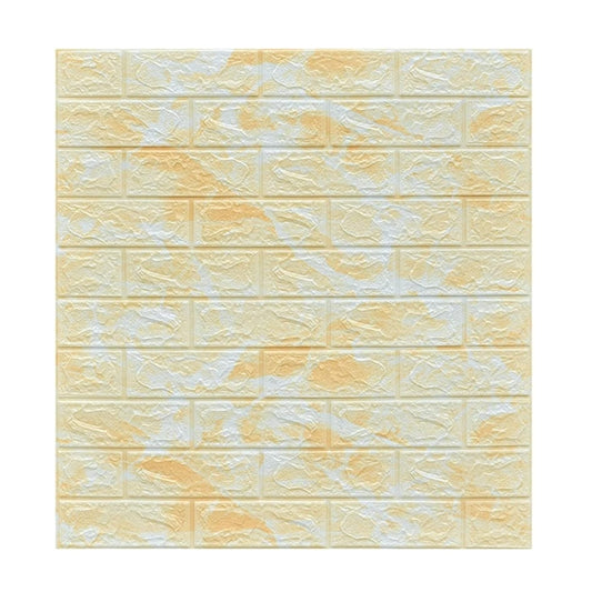 Set 10 Placi Tapet 3D, 70 x 77 cm, Grosime 3 mm, din Polietilena, Model Caramida, Suprafata acoperita 5.3 mp, Marmura Galbena