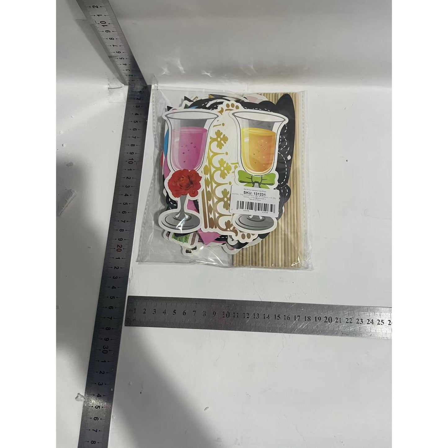 Set 10 Accesorii pentru Petrecere, Props pentru Coltul de Poze, Model Mire si Mireasa, Tematica Nunta, Multicolor