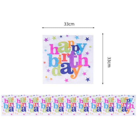 Set 10 Servetele Happy Birthday, pentru Petrecere, Tematica Aniversare, 33x33 cm, Multicolor