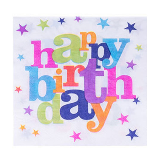 Set 10 Servetele Happy Birthday, pentru Petrecere, Tematica Aniversare, 33x33 cm, Multicolor