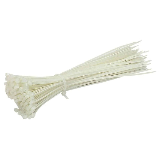 Set 100 Buc Soricei - Coliere de plastic, 100 mm x 3 mm, poliamida, Alb