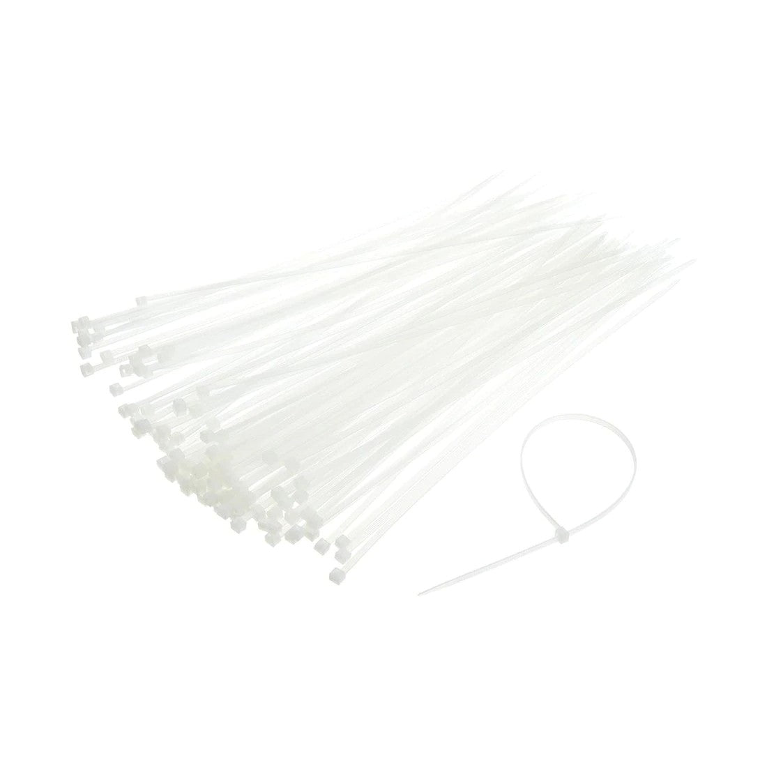 Set 100 Buc Soricei - Coliere de plastic, 100 mm x 3 mm, poliamida, Alb