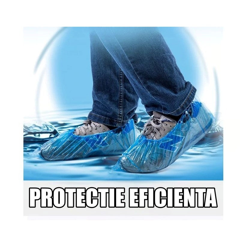 Set 100 Huse de Pantofi Impermeabile de Unica Folosinta, Universale, Albastre, pentru Zile Ploioase