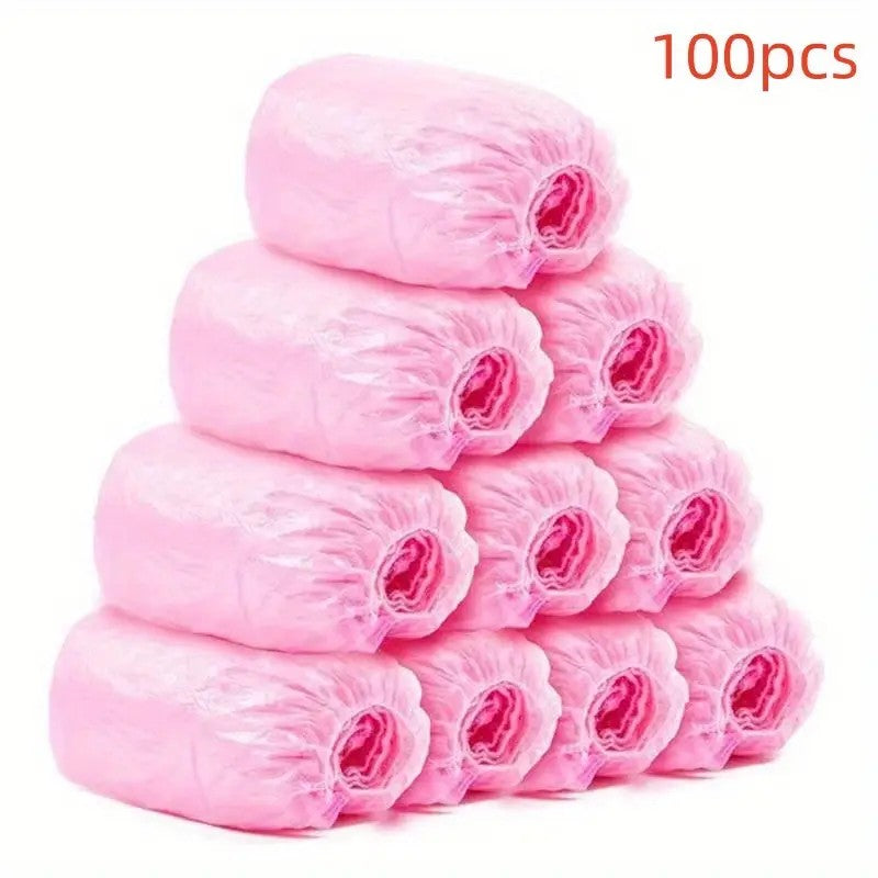 Set 100 Huse de Pantofi Impermeabile de Unica Folosinta, Universale, Roz, pentru Zile Ploioase