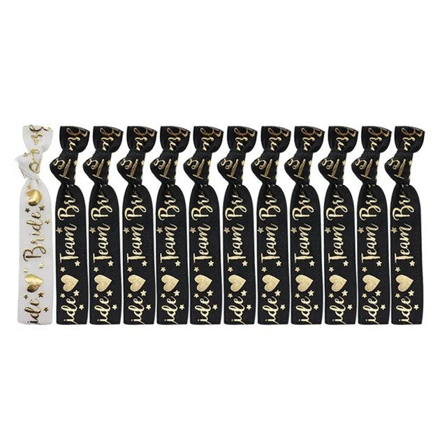 Set 11 Bratari, pentru Petrecerea Burlacitelor, din Panza, Marime Universala, Alb/Negru