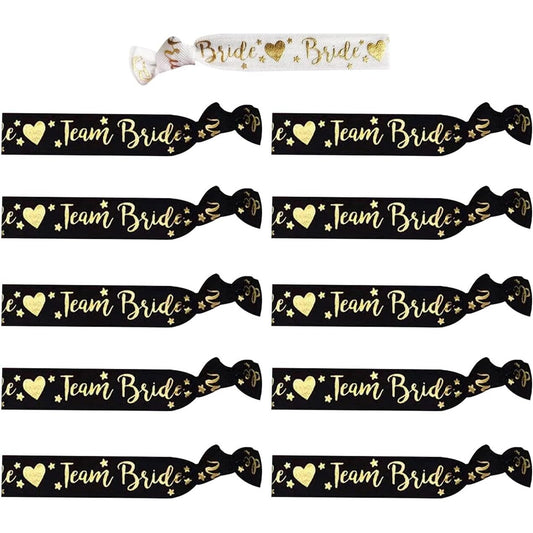 Set 11 Bratari, pentru Petrecerea Burlacitelor, din Panza, Marime Universala, Alb/Negru