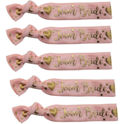 Set 11 Bratari, pentru Petrecerea Burlacitelor, din Panza, Marime Universala, Alb/Roz