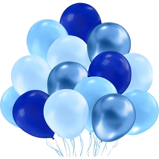 Set 10 Baloane din Latex, Model Party, Albastru Diferite Nuante, 30 cm, 2.8 g