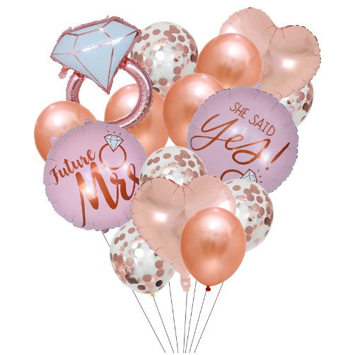 Set 15 baloane pentru Nunta, baloane pentru decor, din folie de aluminiu,  30 x 50 cm, Rose