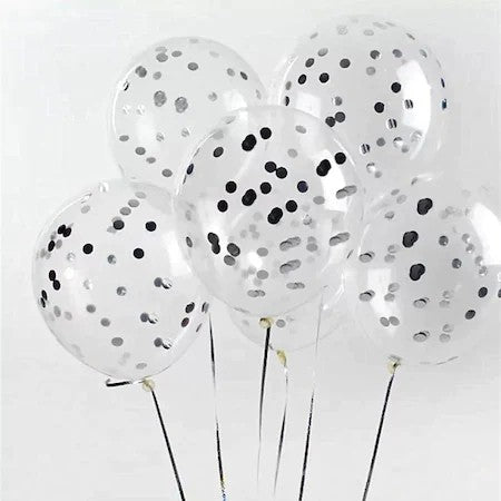 Set 15 baloane pentru petrecere, alb/argintiu, 30 cm