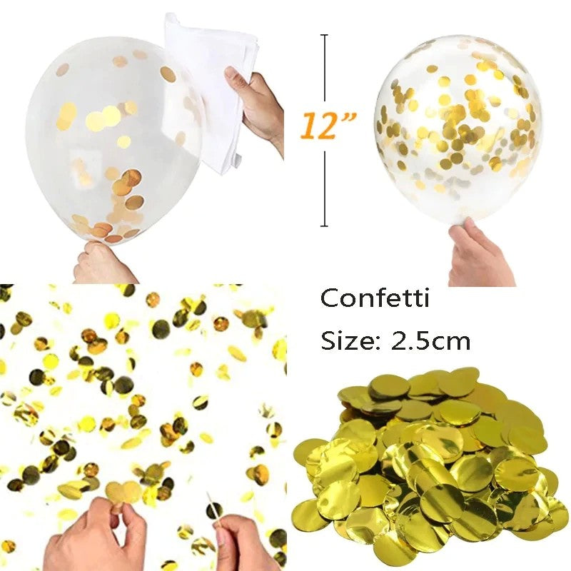 Set 15 baloane pentru petrecere, alb/auriu, 30 cm