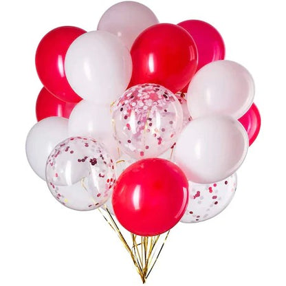 Set 15 baloane pentru petrecere, alb/rosu, 30 cm