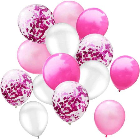 Set 15 baloane pentru petrecere, alb/roz, 30 cm