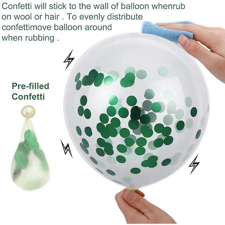 Set 15 baloane pentru petrecere, alb/verde, 30 cm