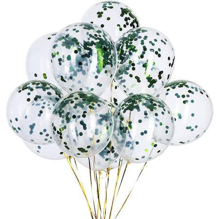 Set 15 baloane pentru petrecere, alb/verde, 30 cm
