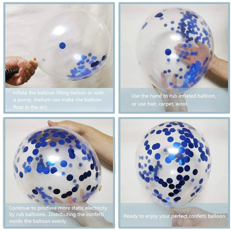 Set 15 baloane pentru petrecere, albastru/ alb, 30 cm