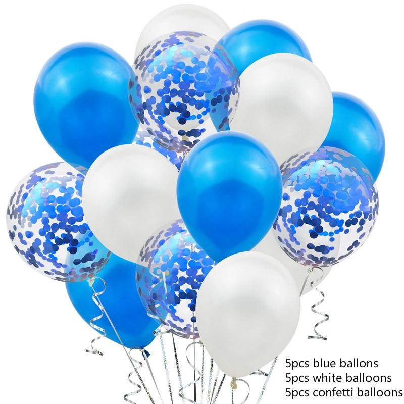 Set 15 baloane pentru petrecere, albastru/ alb, 30 cm
