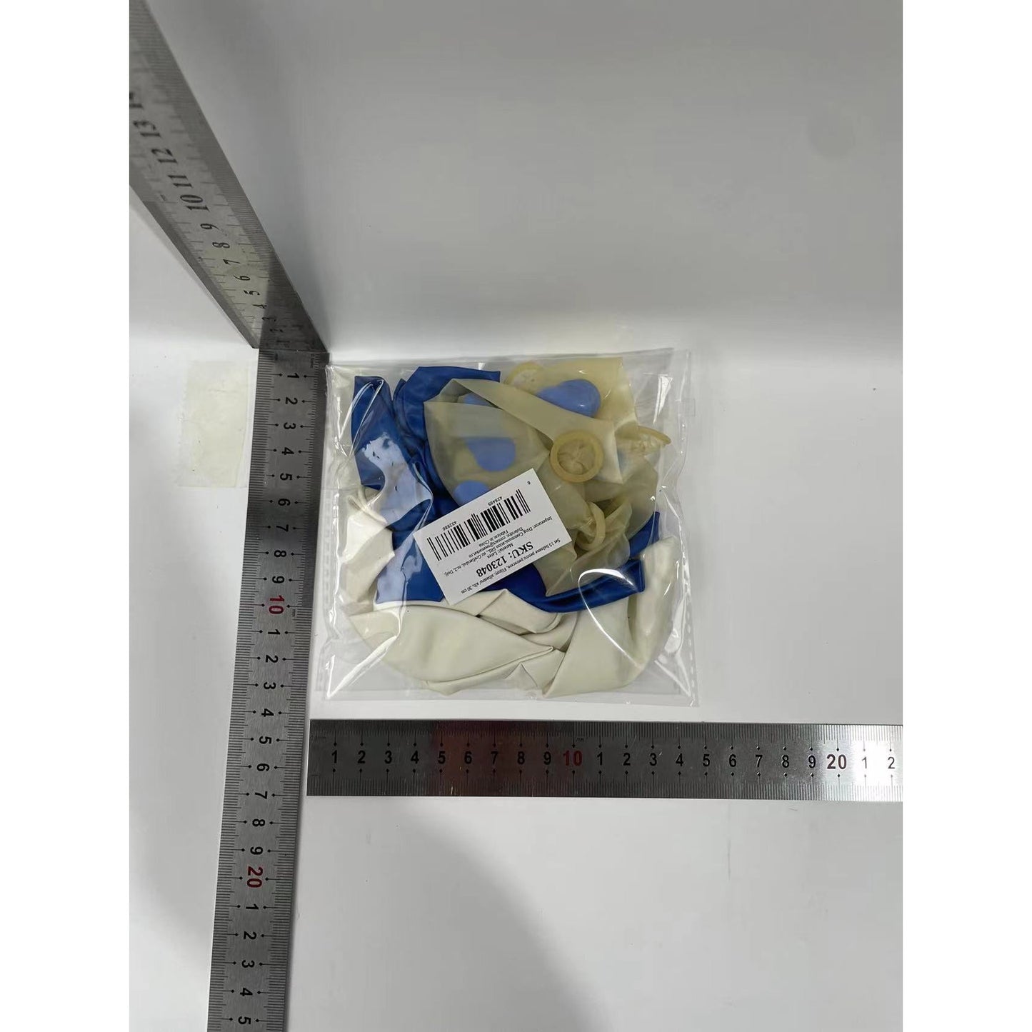 Set 15 baloane pentru petrecere, albastru/ alb, 30 cm