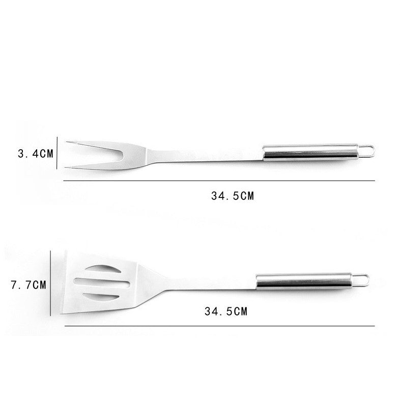 Set 16 Ustensile pentru Gratar, din Otel Inoxidabil, Geanta Oxford, Argintiu