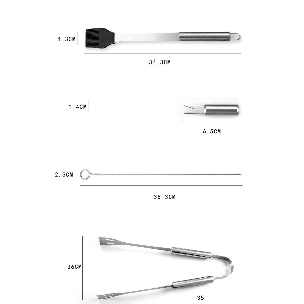 Set 16 Ustensile pentru Gratar, din Otel Inoxidabil, Geanta Oxford, Argintiu