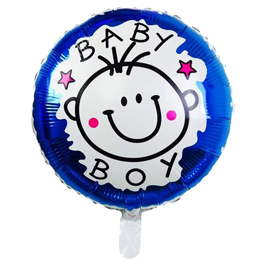 Set 2 Baloane din Folie Metalizata, Figurine Stea si Cerc, Tema Botez Baietel, 45 cm, Ambalaj Individual, Pai Inclus, Umflare cu Aer sau Heliu, Albastru