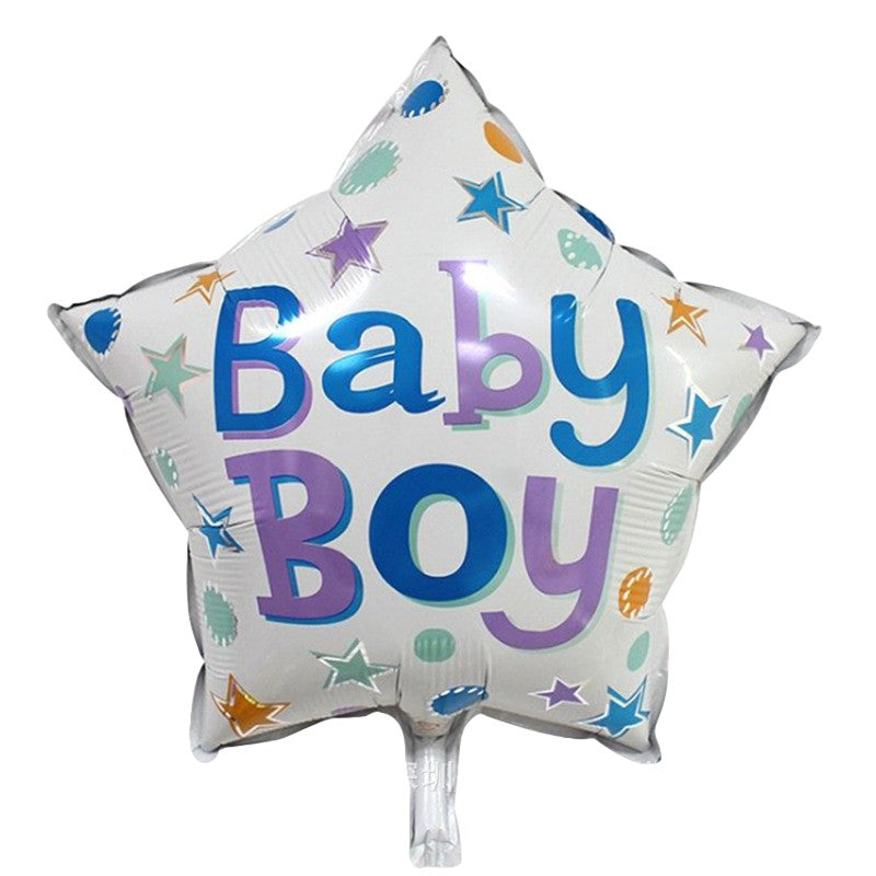Set 2 Baloane din Folie Metalizata, Figurine Stea si Cerc, Tema Botez Baietel, 45 cm, Ambalaj Individual, Pai Inclus, Umflare cu Aer sau Heliu, Albastru
