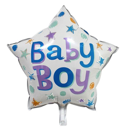 Set 2 Baloane din Folie Metalizata, Figurine Stea si Cerc, Tema Botez Baietel, 45 cm, Ambalaj Individual, Pai Inclus, Umflare cu Aer sau Heliu, Albastru