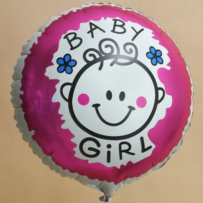 Set 2 Baloane din Folie Metalizata, Figurine Inima si Cerc, Tema Botez Fetita, 45 cm, Ambalaj Individual, Pai Inclus, Umflare cu Aer sau Heliu, Roz