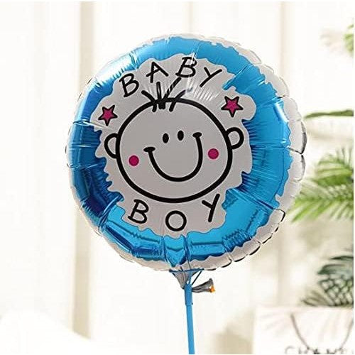 Set 2 Baloane din Folie Metalizata, Figurine Stea si Cerc, Tema Botez Baietel, 45 cm, Ambalaj Individual, Pai Inclus, Umflare cu Aer sau Heliu, Albastru