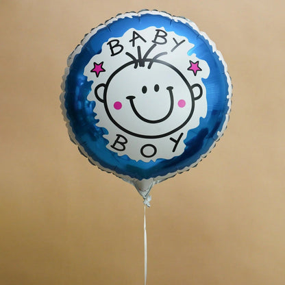 Set 2 Baloane din Folie Metalizata, Figurine Stea si Cerc, Tema Botez Baietel, 45 cm, Ambalaj Individual, Pai Inclus, Umflare cu Aer sau Heliu, Albastru